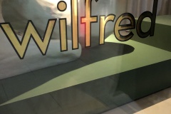 Gold leaf with beveled effect for Wilfred, Yorkdale Shopping Mall, Toronto.