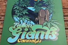 Painted signage for Fallen Giants Cannabis, Peterborough, Ontario, 2021