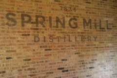 Hand-painted and distressed lettering at Spring Mill Distillery, Guelph, Ontario