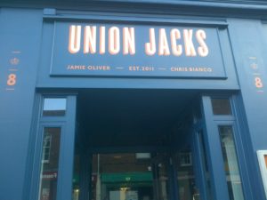 Sign painting at Union jacks restaurant